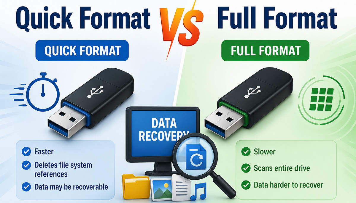 Formatage rapide ou formatage complet sur une clé USB
