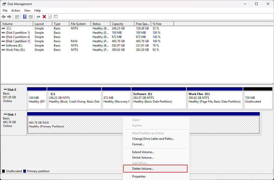 Réparer un disque RAW en le reformatant