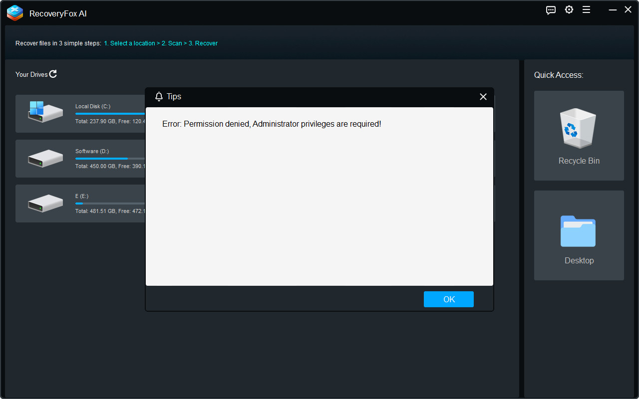 Install RecoveryFox Error Message 