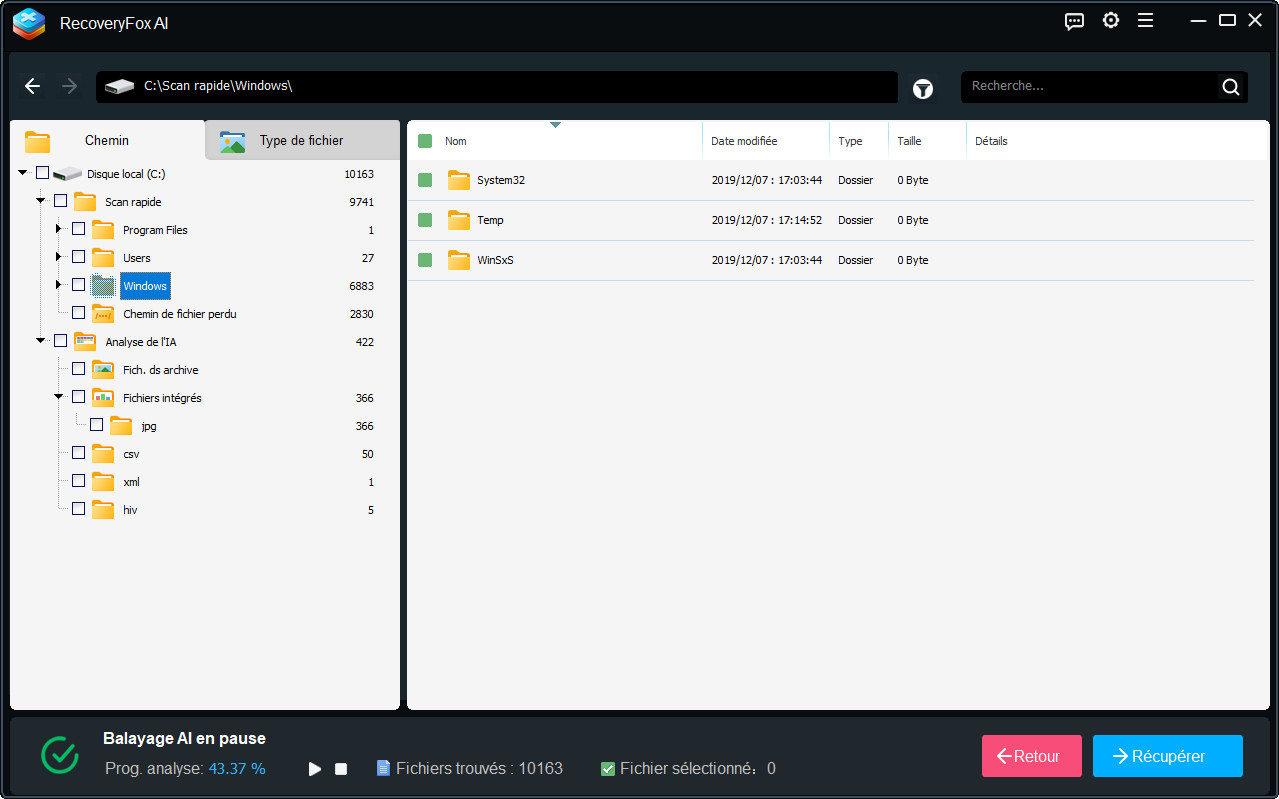 Résultats analysés par RecoveryFox AI