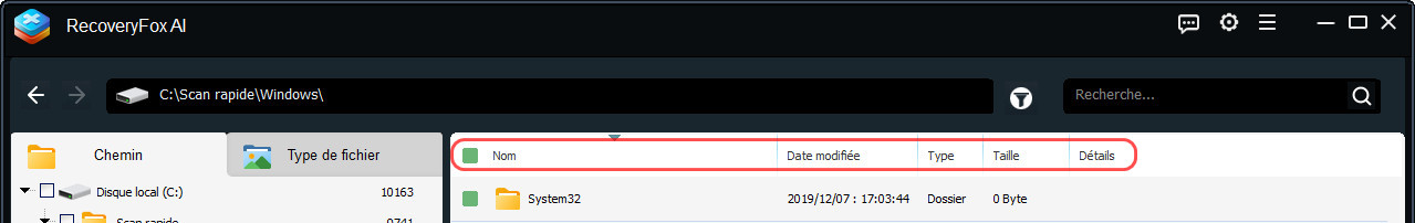 Prévisualiser la liste complète des résultats analysés