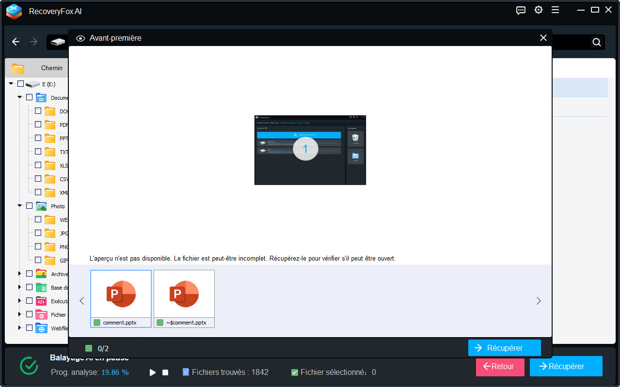 RecoveryFox AI Prévisualisation de documents