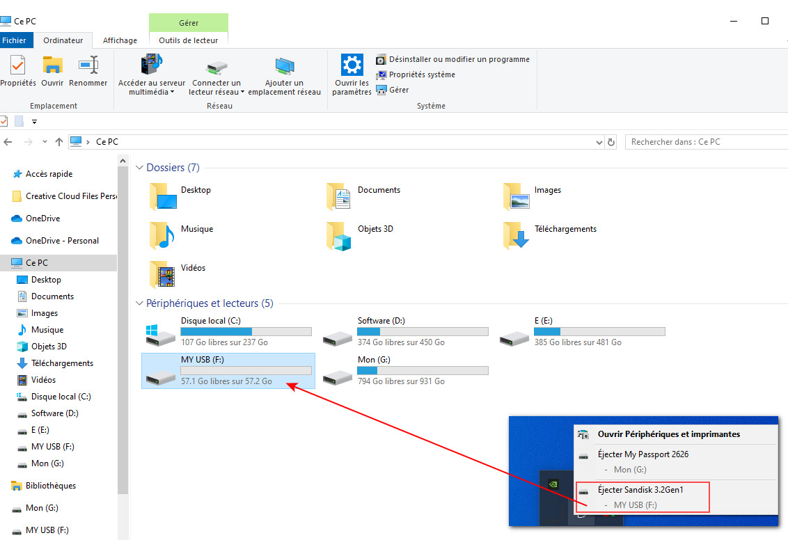 Connectez votre clé USB à l’ordinateur