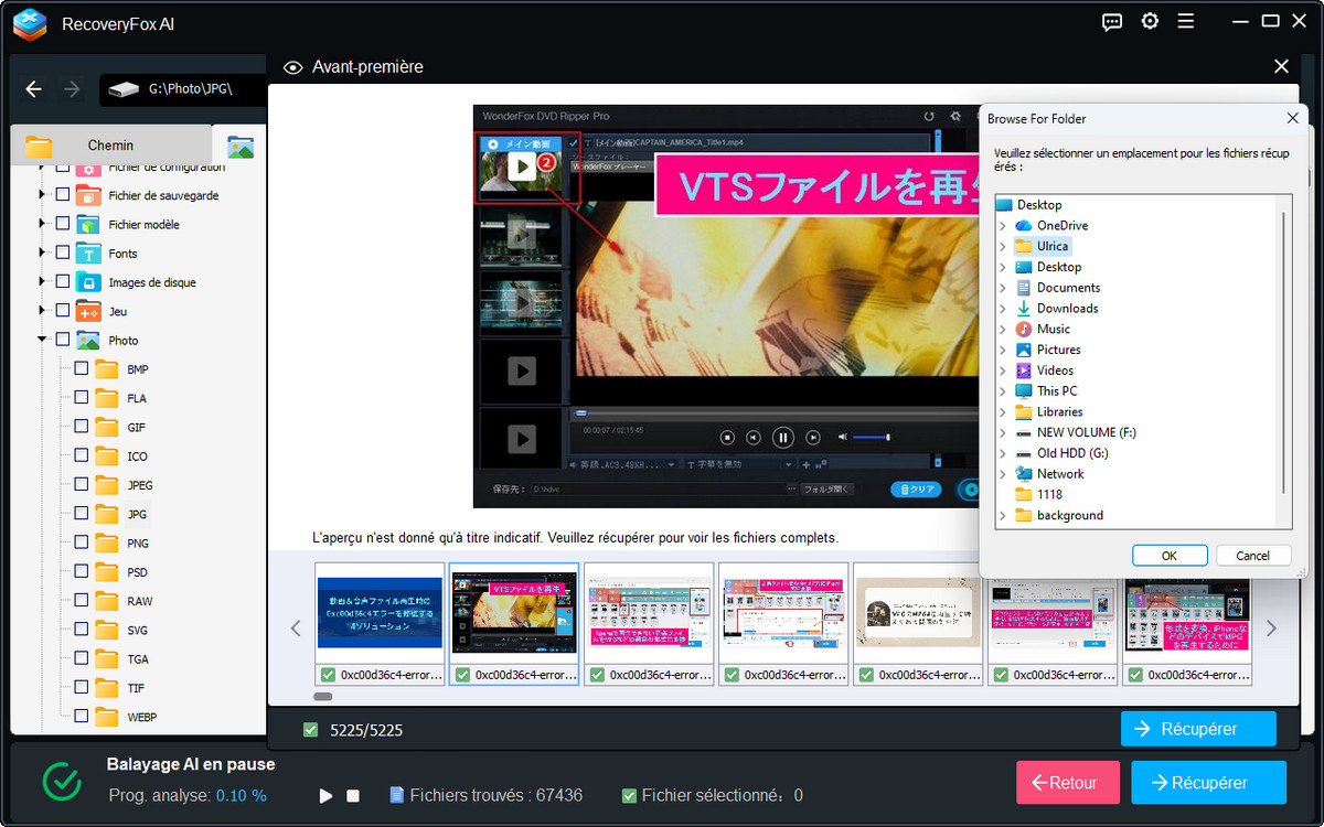 Récupération et sortie RecoveryFox