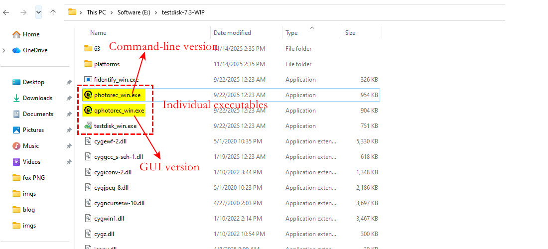 Fichiers zip TestDisk & PhotoRec