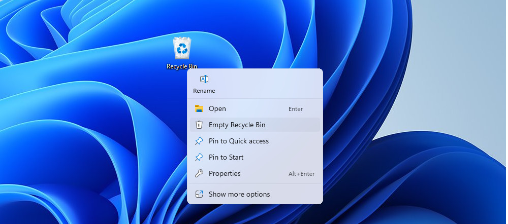 Vider la corbeille depuis le bureau