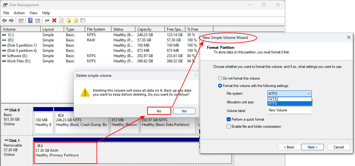 Formater une carte SD RAW avec Gestion des disques
