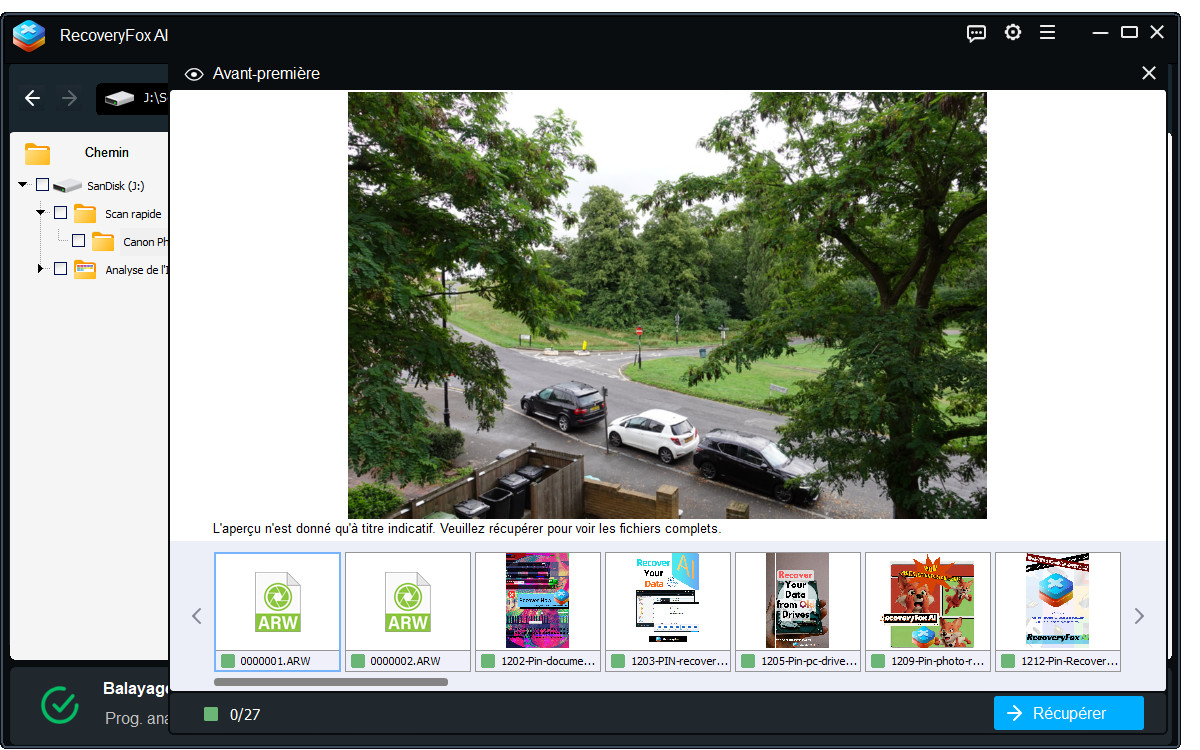 Restauration des photos supprimées sur carte SD