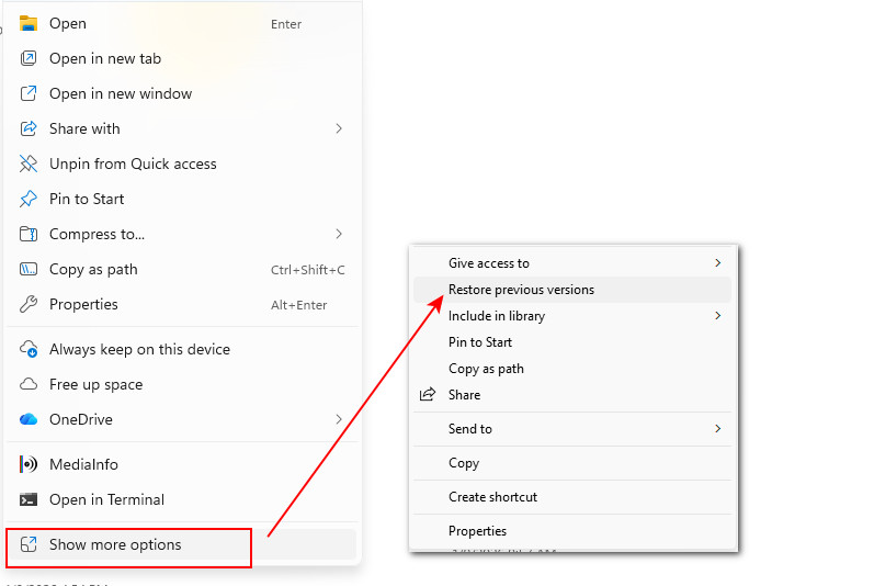 Ouvrir l’Historique des fichiers