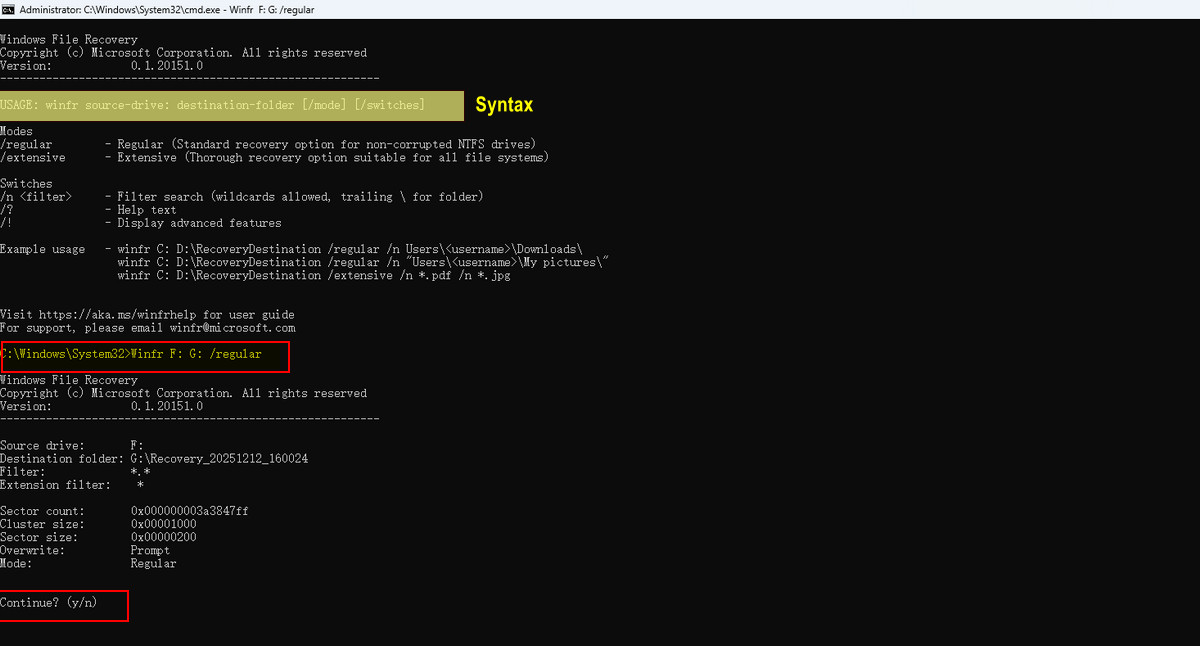 Commande pour récupérer tous les fichiers perdus